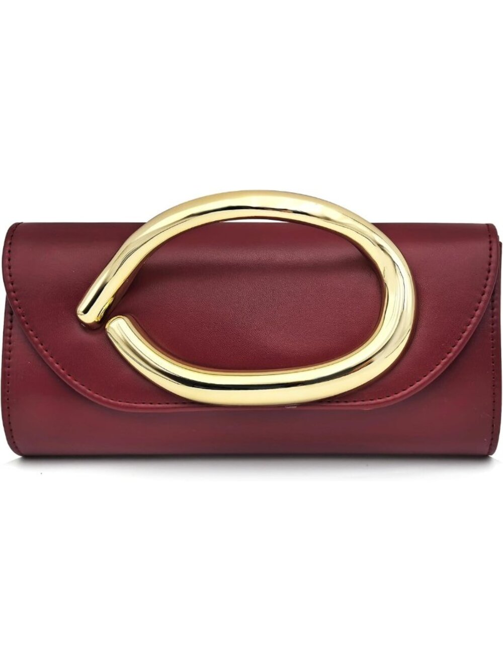 Chic Minimalist Evening Clutch Purse with Removable Chain Strap & Ring Handle
